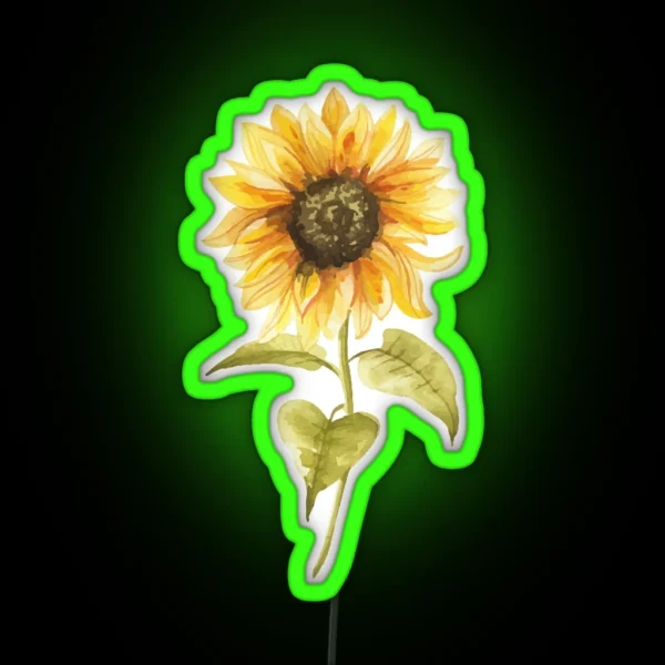 Watercolor Sunflower Hand Painted RGB Neon Sign