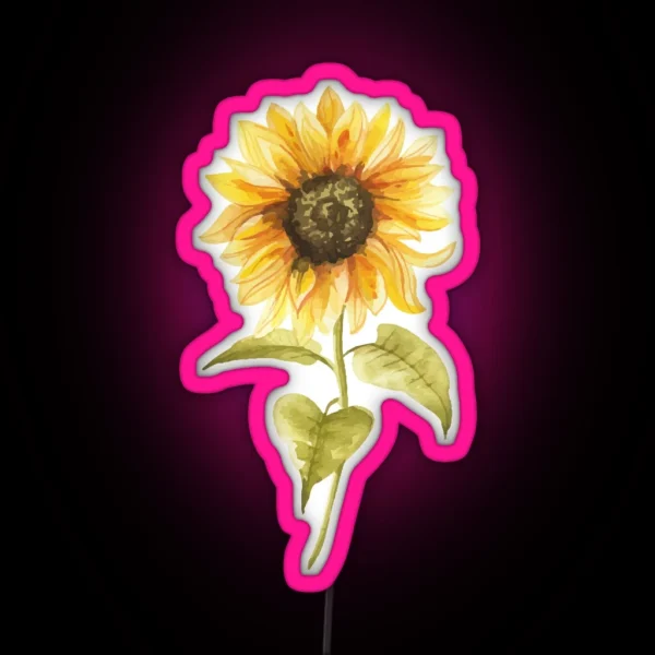 Watercolor Sunflower Hand Painted RGB Neon Sign