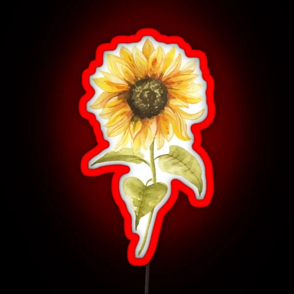 Watercolor Sunflower Hand Painted RGB Neon Sign