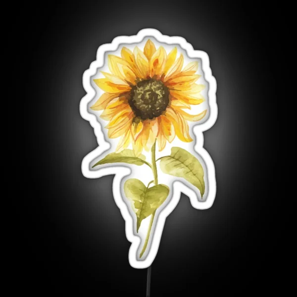 Watercolor Sunflower Hand Painted RGB Neon Sign