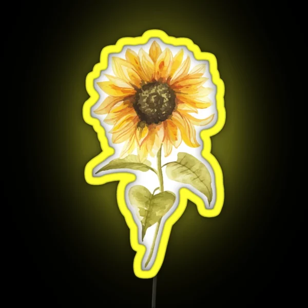 Watercolor Sunflower Hand Painted RGB Neon Sign