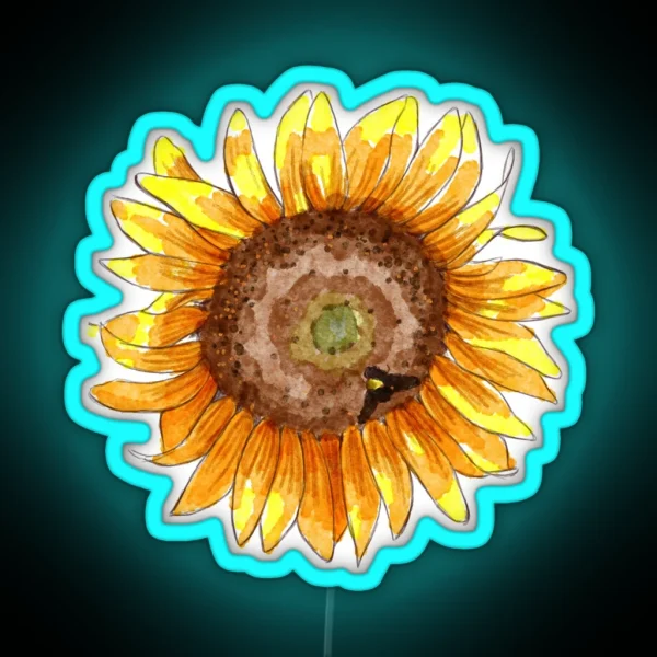 Watercolor Sunflower Pattern RGB Neon Sign