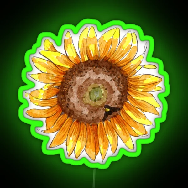 Watercolor Sunflower Pattern RGB Neon Sign
