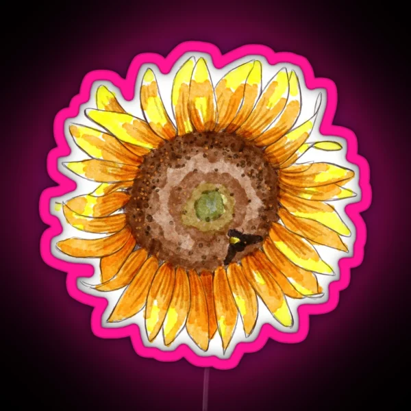 Watercolor Sunflower Pattern RGB Neon Sign