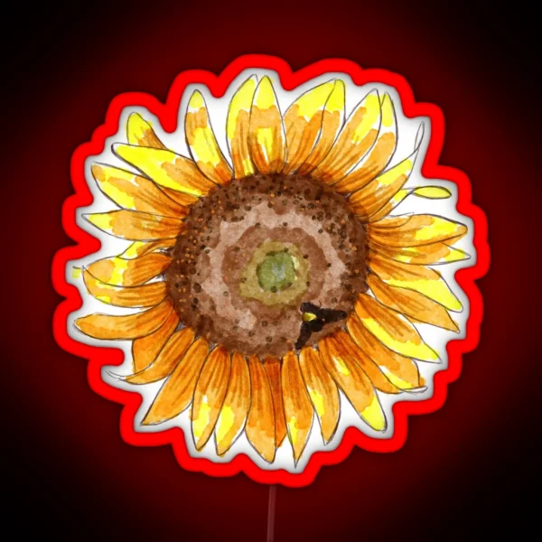 Watercolor Sunflower Pattern RGB Neon Sign