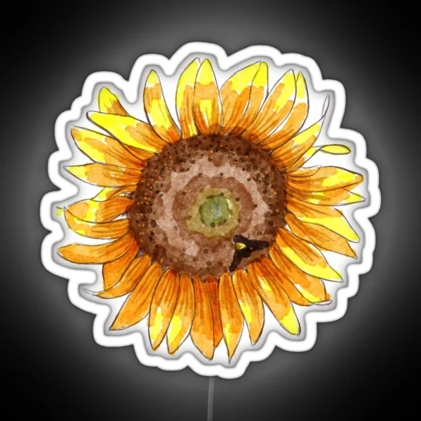 Watercolor Sunflower Pattern RGB Neon Sign