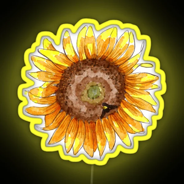 Watercolor Sunflower Pattern RGB Neon Sign