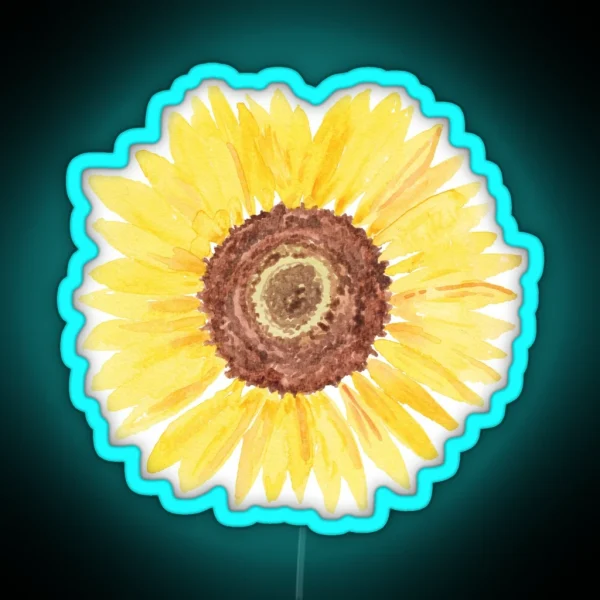 Watercolor Sunflower RGB Neon Sign