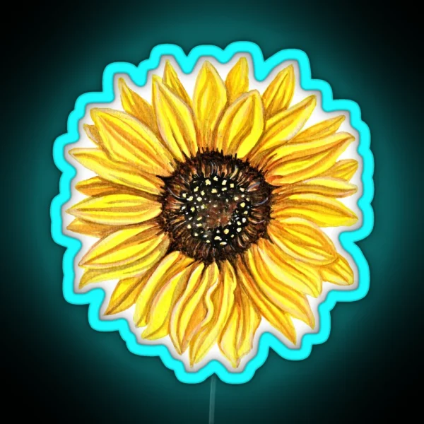 Watercolor Sunflower RGB Neon Sign