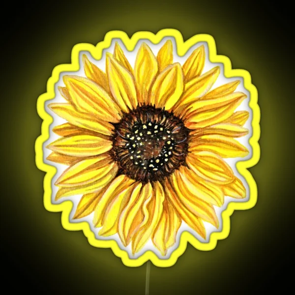 Watercolor Sunflower RGB Neon Sign