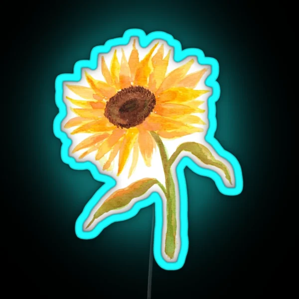 Watercolor Sunflower RGB Neon Sign