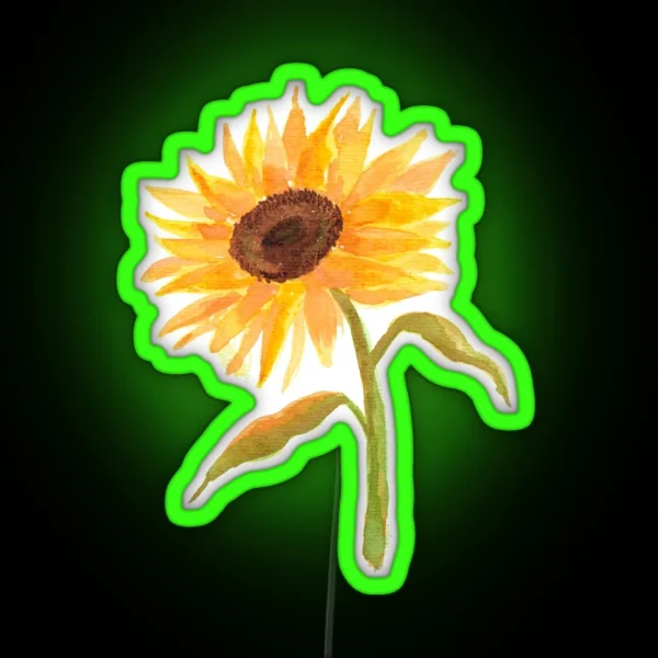 Watercolor Sunflower RGB Neon Sign