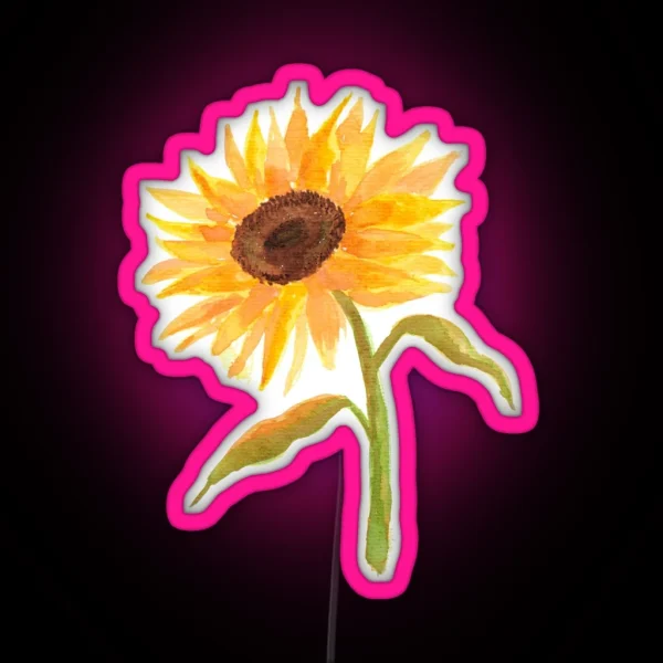 Watercolor Sunflower RGB Neon Sign