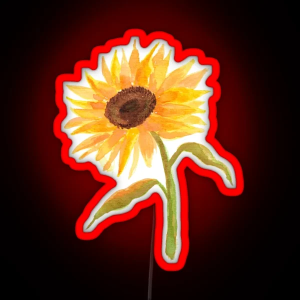 Watercolor Sunflower RGB Neon Sign