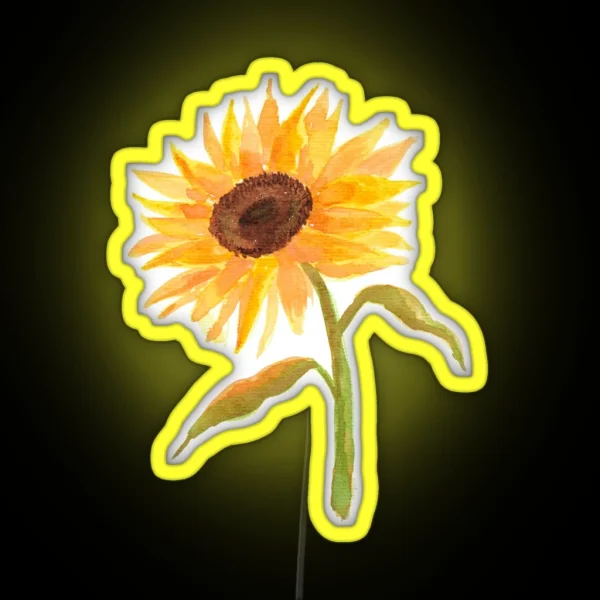 Watercolor Sunflower RGB Neon Sign