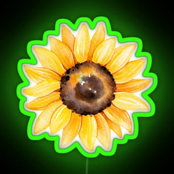 Watercolor Sunflowers Hand Painted Yellow Flower RGB Neon Sign