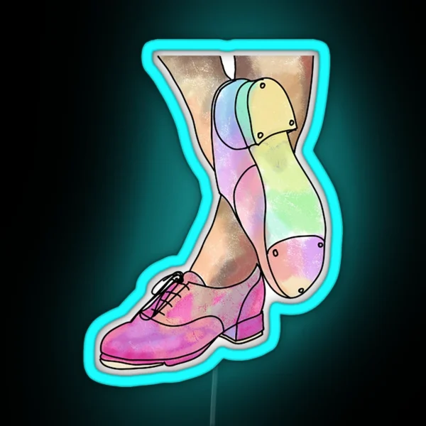 Watercolor Tap Dance Shoes RGB Neon Sign