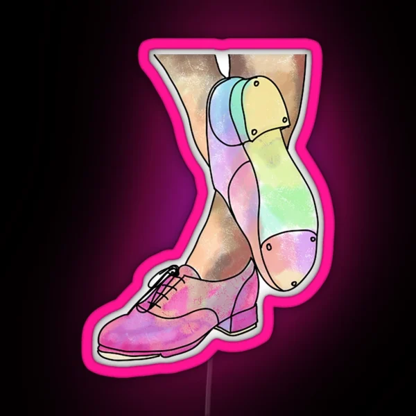 Watercolor Tap Dance Shoes RGB Neon Sign