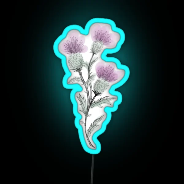 Watercolor Thistle RGB Neon Sign