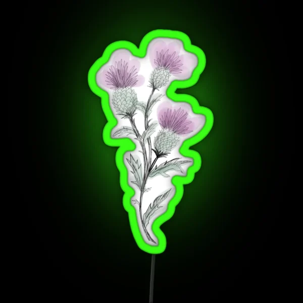 Watercolor Thistle RGB Neon Sign