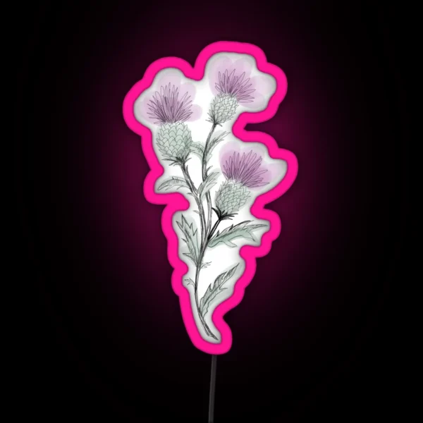 Watercolor Thistle RGB Neon Sign