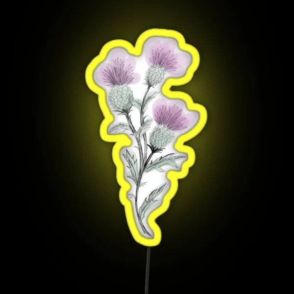 Watercolor Thistle RGB Neon Sign