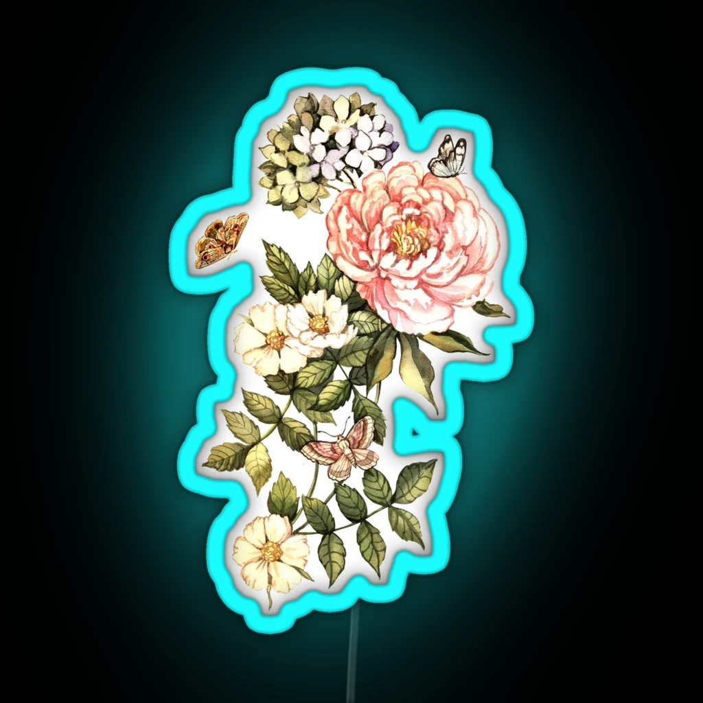 Watercolor Vintage Floral Motifs RGB Neon Sign