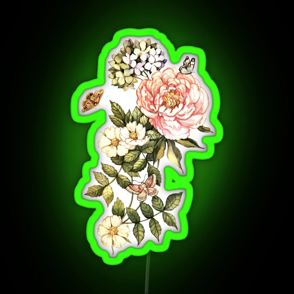 Watercolor Vintage Floral Motifs RGB Neon Sign