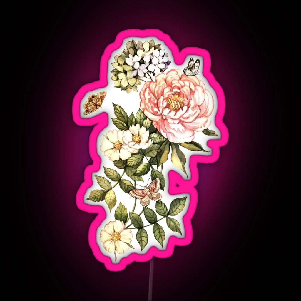 Watercolor Vintage Floral Motifs RGB Neon Sign