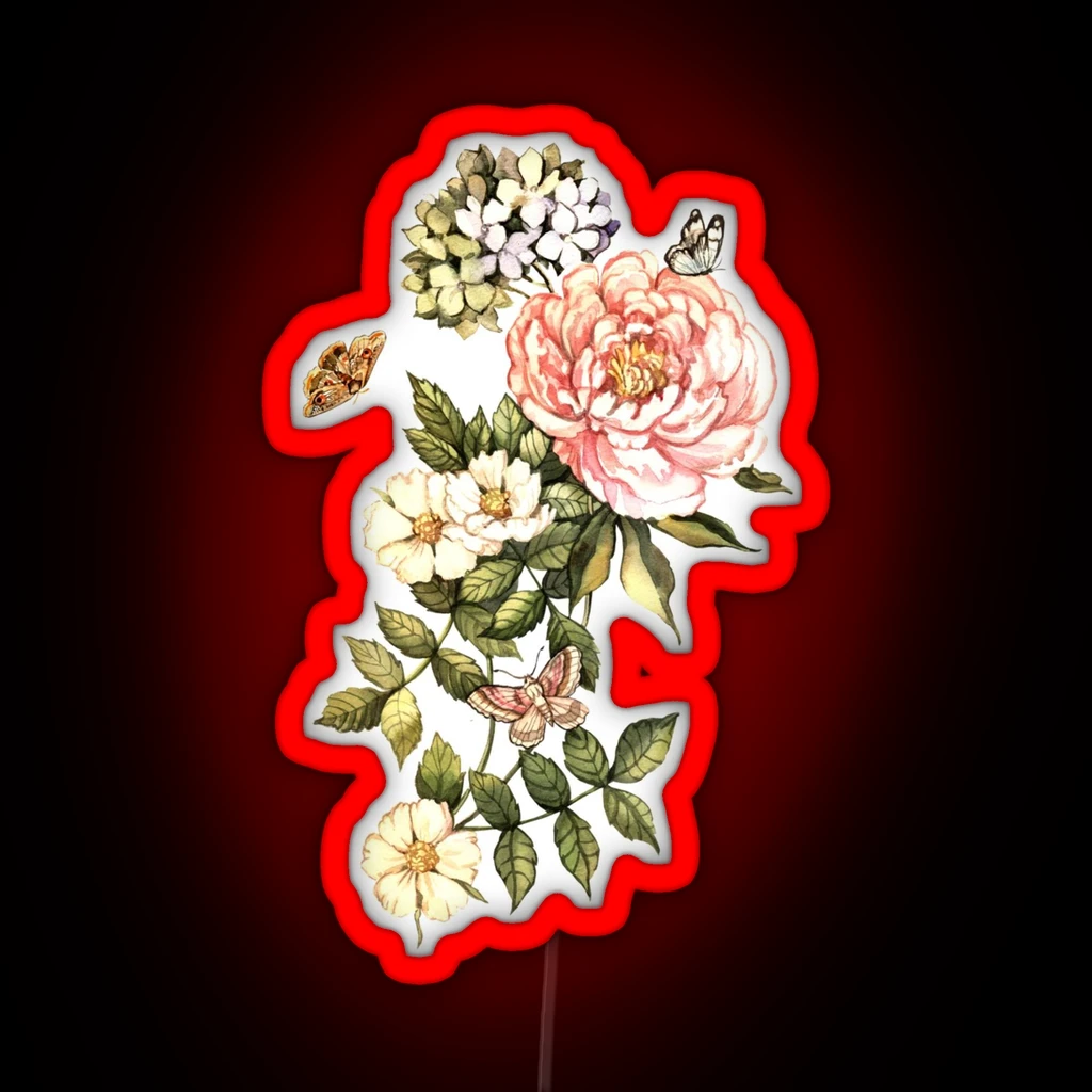 Watercolor Vintage Floral Motifs RGB Neon Sign