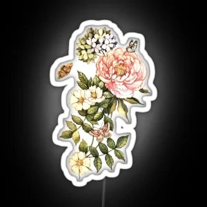 Watercolor Vintage Floral Motifs RGB Neon Sign