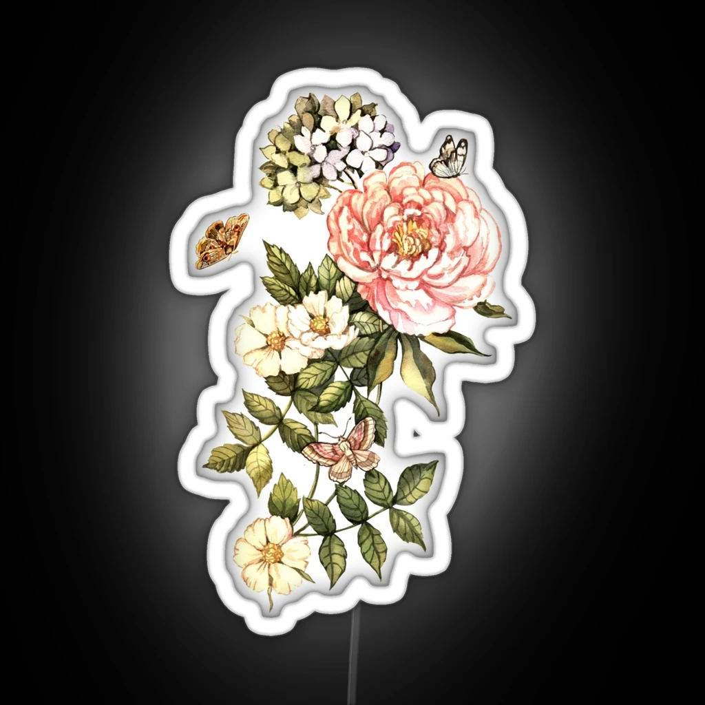 Watercolor Vintage Floral Motifs RGB Neon Sign