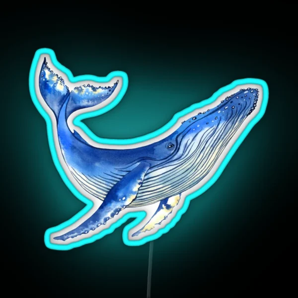 Watercolor Whale RGB Neon Sign