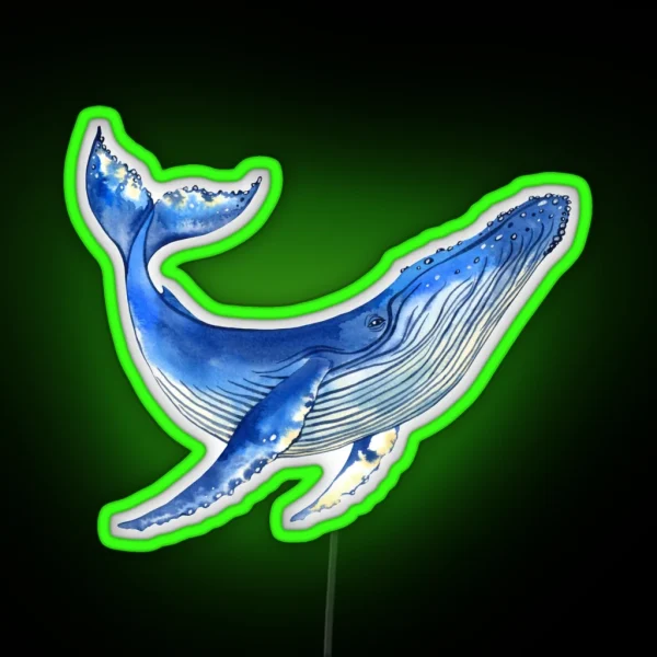 Watercolor Whale RGB Neon Sign