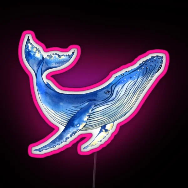 Watercolor Whale RGB Neon Sign