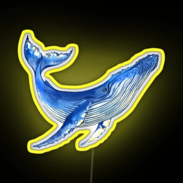 Watercolor Whale RGB Neon Sign