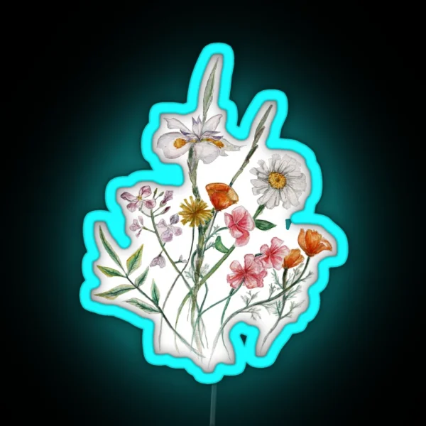 Watercolor Wildflowers RGB Neon Sign