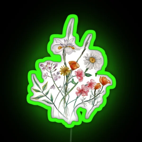 Watercolor Wildflowers RGB Neon Sign