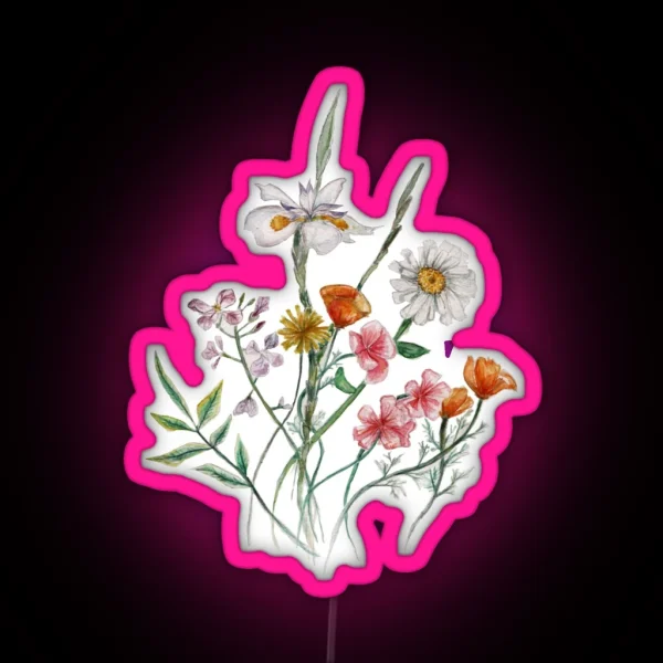 Watercolor Wildflowers RGB Neon Sign