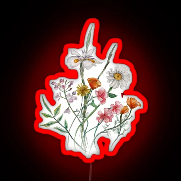 Watercolor Wildflowers RGB Neon Sign