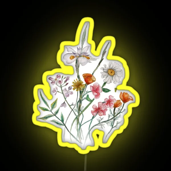 Watercolor Wildflowers RGB Neon Sign