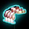 Brightly glowing neon watercolor wine decor sign for home bars