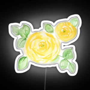 Watercolor Yellow Roses RGB Neon Sign