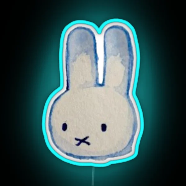 Watercolour Miffy Head RGB Neon Sign