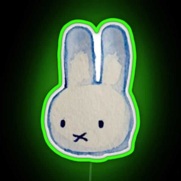 Watercolour Miffy Head RGB Neon Sign