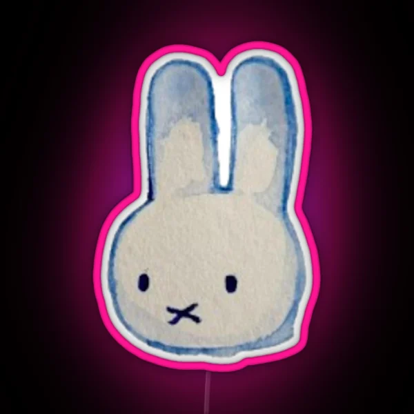 Watercolour Miffy Head RGB Neon Sign
