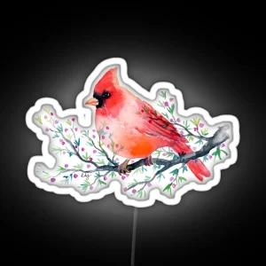 Watercolour Red Cardinal Bird RGB Neon Sign