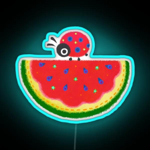 Watermelon And Ladybugs RGB Neon Sign