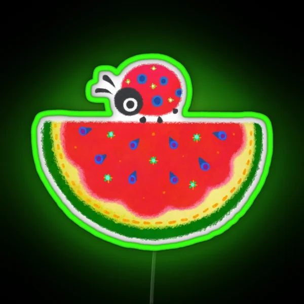 Watermelon And Ladybugs RGB Neon Sign