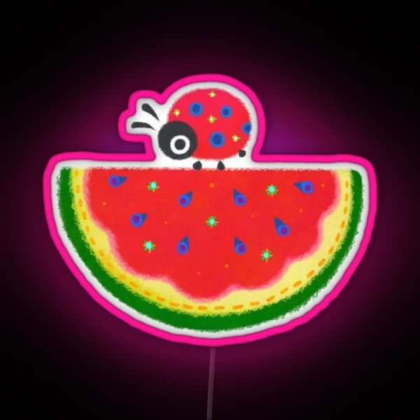 Watermelon And Ladybugs RGB Neon Sign